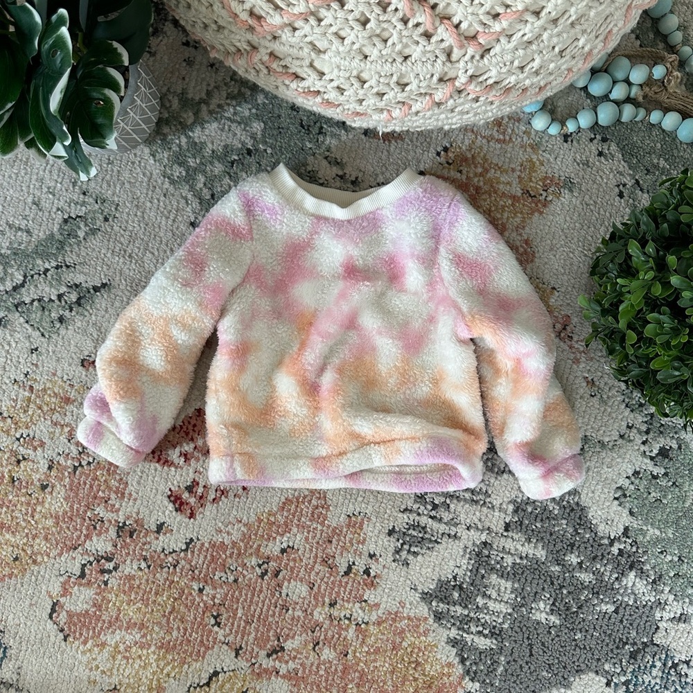 Cat & Jack Toddler Girls Sherpa Long Sleeve Pullover, Warm Tie Dye Size 2T - Picture 11 of 12